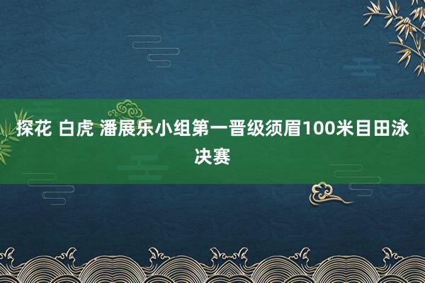 探花 白虎 潘展乐小组第一晋级须眉100米目田泳决赛