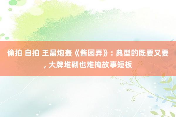 偷拍 自拍 王晶炮轰《酱园弄》: 典型的既要又要, 大牌堆砌也难掩故事短板